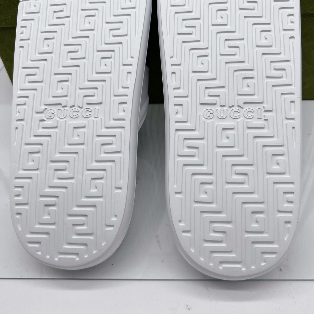Gucci Men's Web ACE RUBBER Slide Sandals Pool White UK 13 US 13.5 NEW AUTHENTIC - Picture 11 of 12